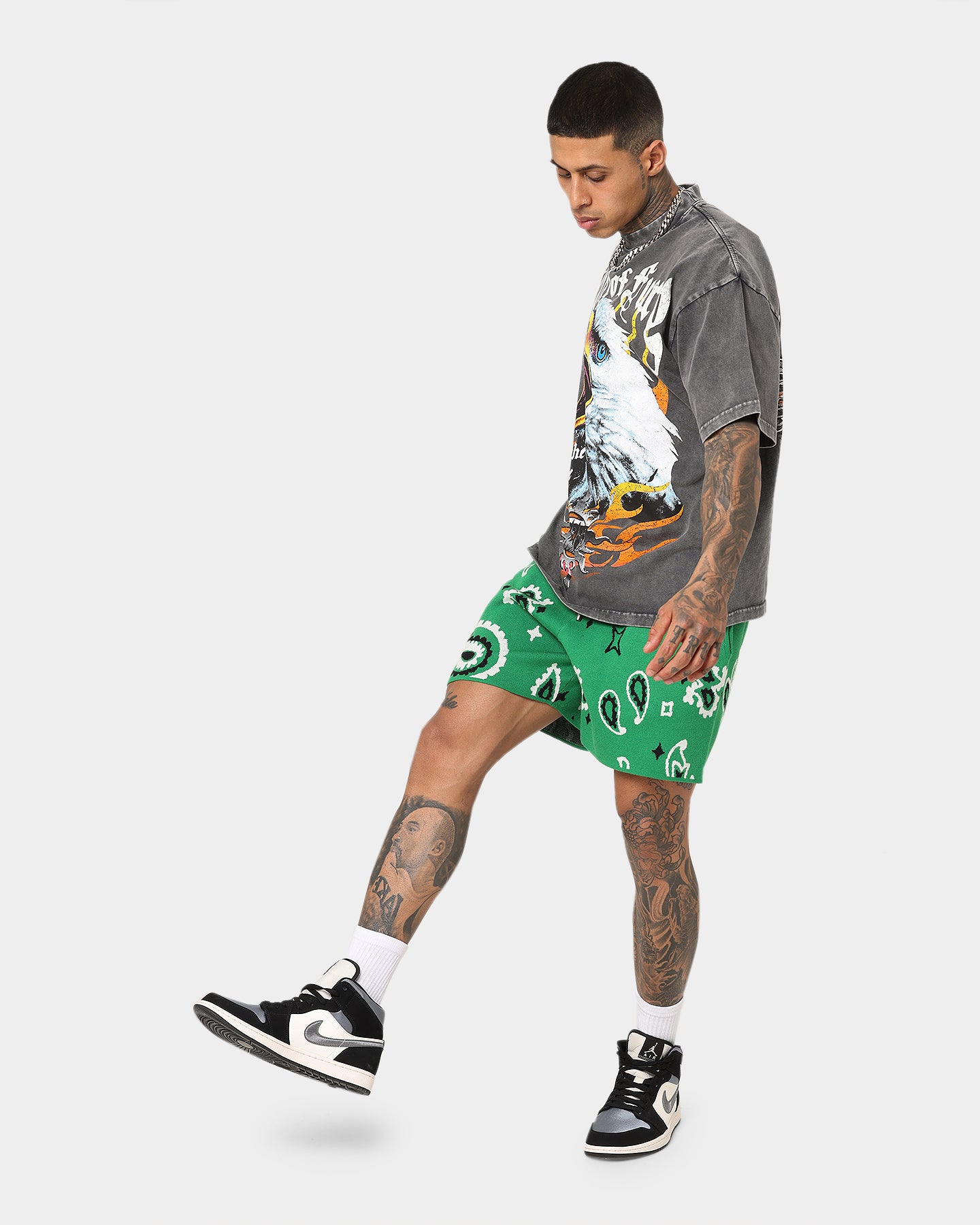 MNML Paisley Knit Shorts Green | Culture Kings US
