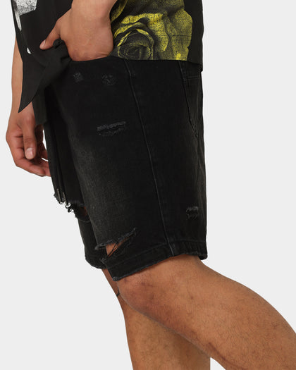 Carre Bouffant Distressed Shorts Black
