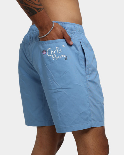 X-Large X Chris Pyrate Beach Shorts Light Blue