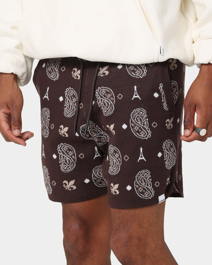 Carre Big Bandana Knitted Shorts Dark Brown