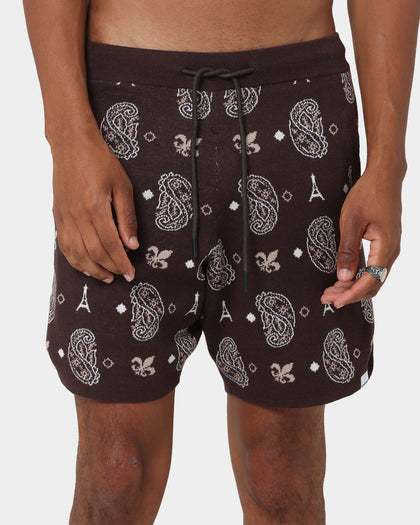 Carre Big Bandana Knitted Shorts Dark Brown