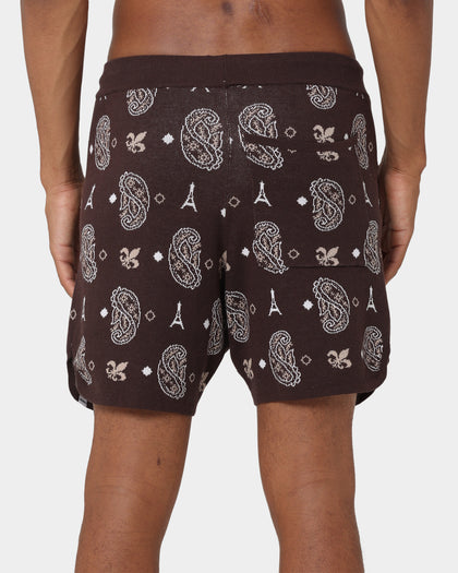 Carre Big Bandana Knitted Shorts Dark Brown