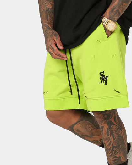 Saint Morta Rags Fleece Shorts Neon Green