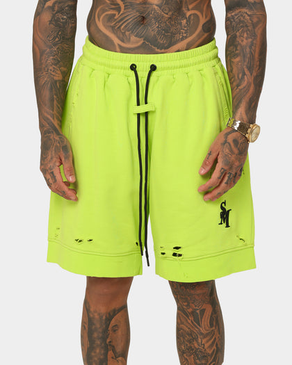 Saint Morta Rags Fleece Shorts Neon Green