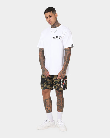 A Bathing Ape 1st Camo Side Shark Beach Shorts Army Green