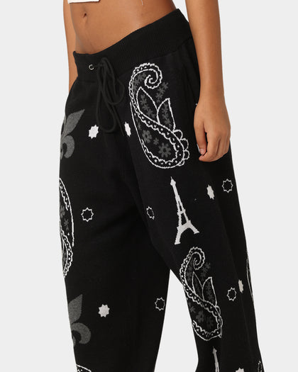 Carré Big Bandana Knitted Sweatpants Black