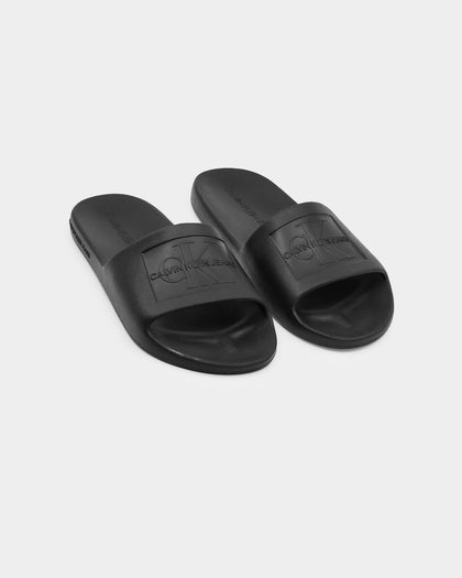 Calvin Klein Monogram Debossed Slides Black