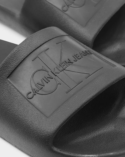Calvin Klein Monogram Debossed Slides Black