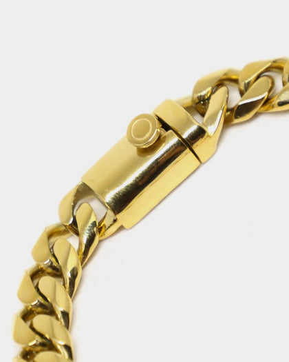Saint Morta Cuban Link 8" 10MM Bracelet Gold