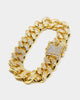 Saint Morta Diamond 7" Cuban Link Bracelet 12MM Gold Plated