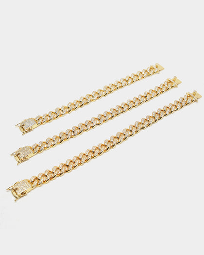 Saint Morta Diamond 7" Cuban Link Bracelet 12MM Gold Plated