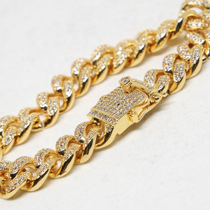 Saint Morta Diamond 8" Cuban Link Bracelet 12MM Gold Plated