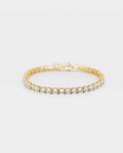 Saint Morta Round Cut 7" Tennis Bracelet Gold Plated