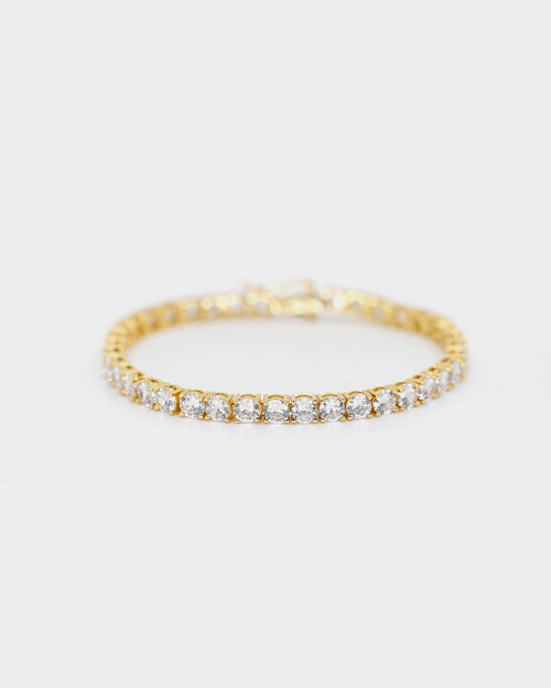 Saint Morta Round Cut 7" Tennis Bracelet Gold Plated