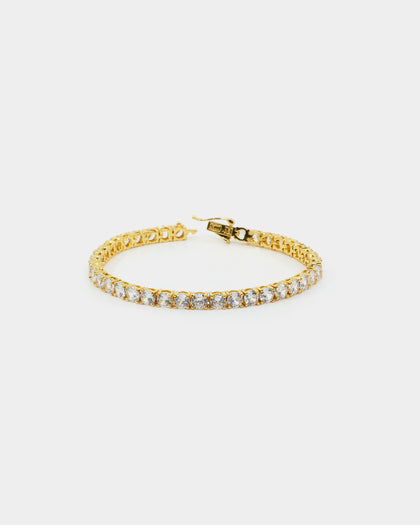 Saint Morta Round Cut 8" Tennis Bracelet Gold Plated