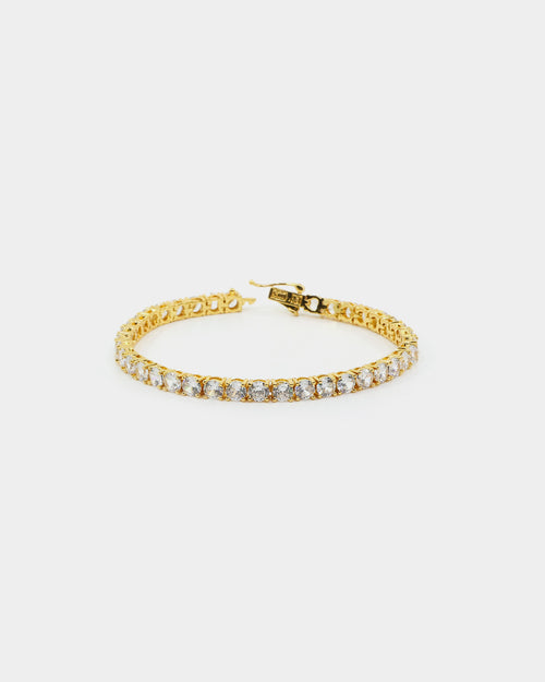 Saint Morta Round Cut 8" Tennis Bracelet Gold Plated