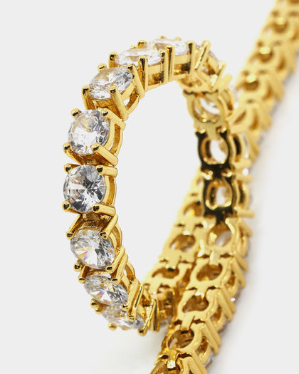 Saint Morta Round Cut 8" Tennis Bracelet Gold Plated