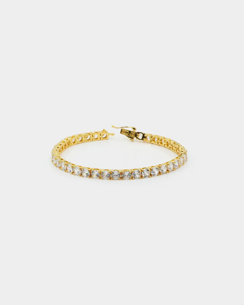Saint Morta Round Cut 9" Tennis Bracelet Gold Plated