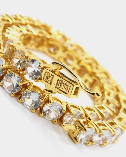 Saint Morta Round Cut 9" Tennis Bracelet Gold Plated