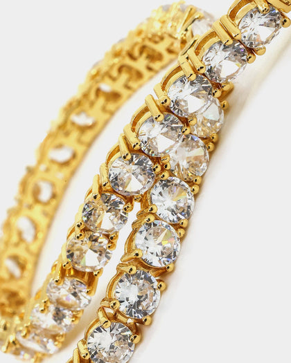 Saint Morta Round Cut 9" Tennis Bracelet Gold Plated