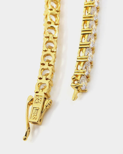 Saint Morta Round Cut 9" Tennis Bracelet Gold Plated