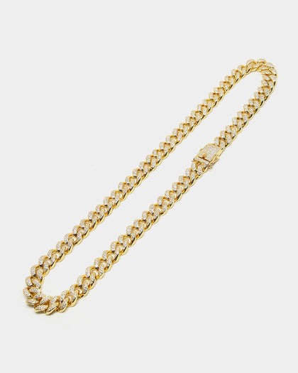 Saint Morta Cuban Link 18" 12MM Diamond Chain Gold Plated