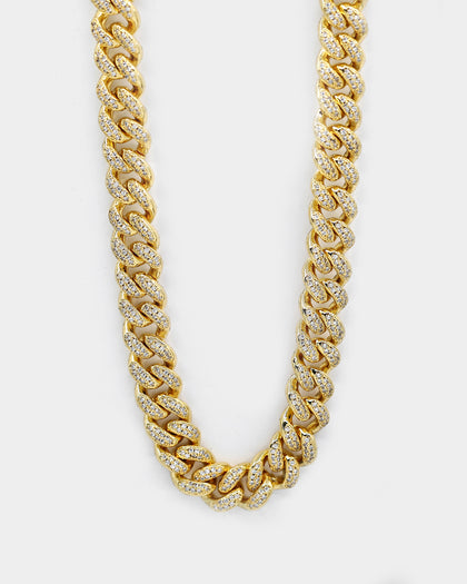 Saint Morta Cuban Link 22" 12MM Diamond Chain Gold Plated