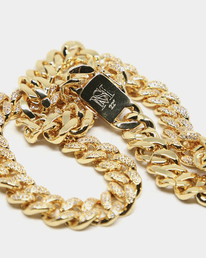 Saint Morta Cuban Link 22" 12MM Diamond Chain Gold Plated