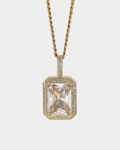 Saint Morta Iced Jewelled Pendant Iced Gold