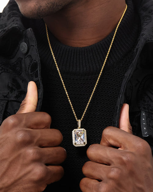 Saint Morta Iced Jewelled Pendant Iced Gold