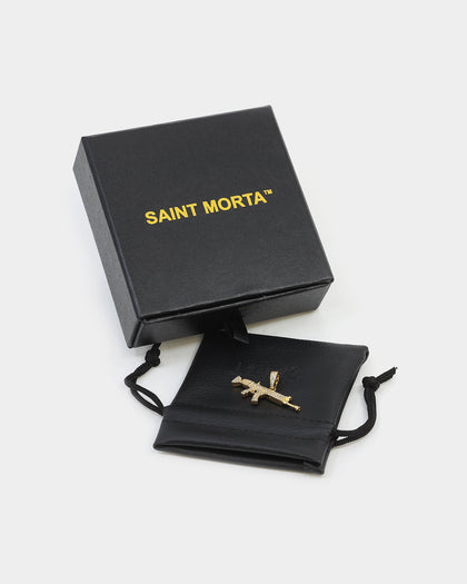 Saint Morta Iced Machine Gun Pendant Iced Gold