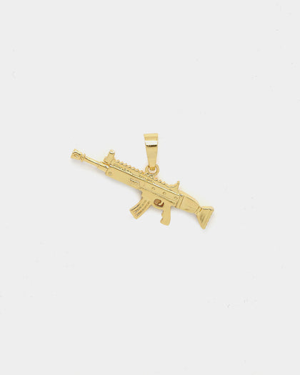 Saint Morta Iced Machine Gun Pendant Iced Gold