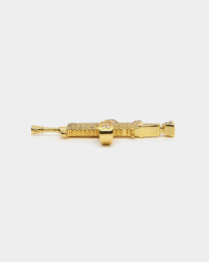 Saint Morta Iced Machine Gun Pendant Iced Gold
