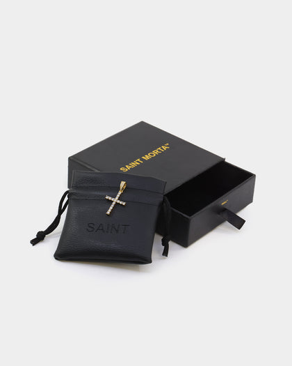 Saint Morta Iced Mini Cross Pendant Iced Gold