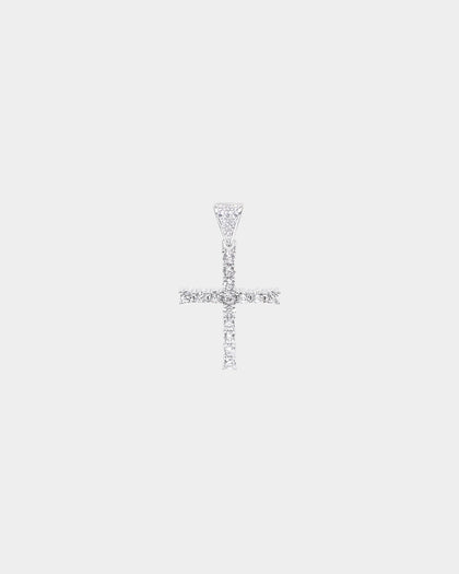 Saint Morta Iced Mini Cross Pendant Iced White Gold