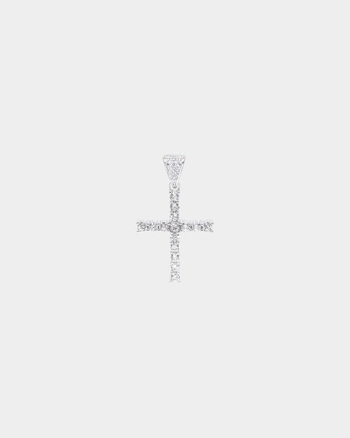 Saint Morta Iced Mini Cross Pendant Iced White Gold