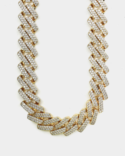 SAINT MORTA INTERLINK NECKLACE 22" ICED GOLD