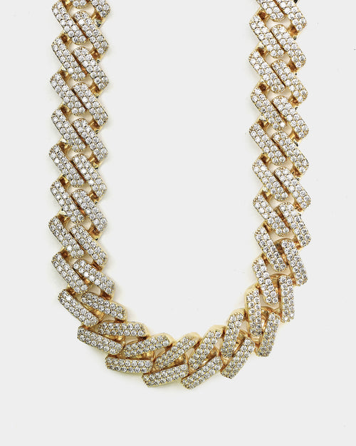 SAINT MORTA INTERLINK NECKLACE 22" ICED GOLD