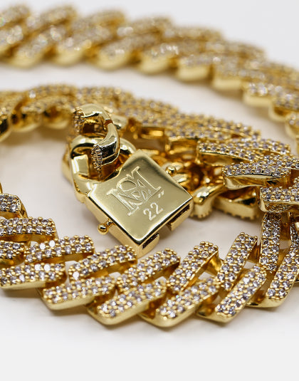 SAINT MORTA INTERLINK NECKLACE 22" ICED GOLD