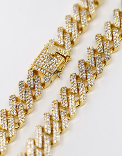 SAINT MORTA INTERLINK NECKLACE 22" ICED GOLD