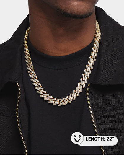 SAINT MORTA INTERLINK NECKLACE 22" ICED GOLD