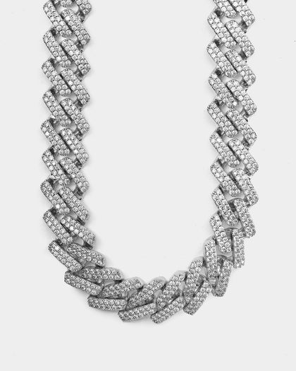 SAINT MORTA INTERLINK NECKLACE 22" ICED WHITE GOLD