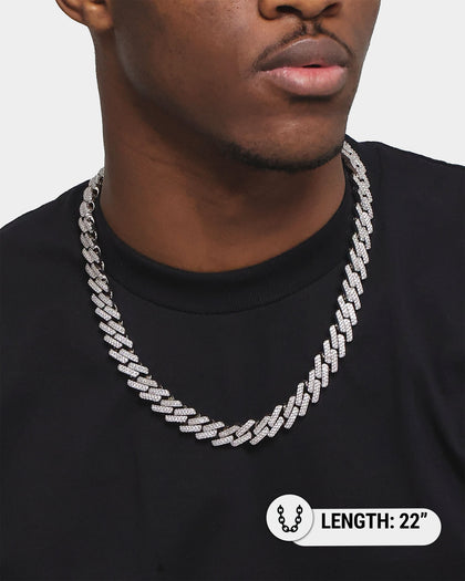 SAINT MORTA INTERLINK NECKLACE 22" ICED WHITE GOLD