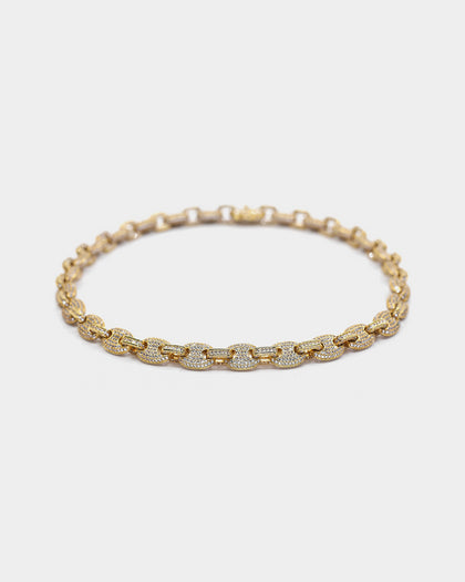 Saint Morta Guantlet Chain 18" Iced Gold