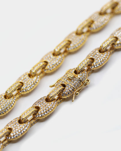 Saint Morta Guantlet Chain 18" Iced Gold