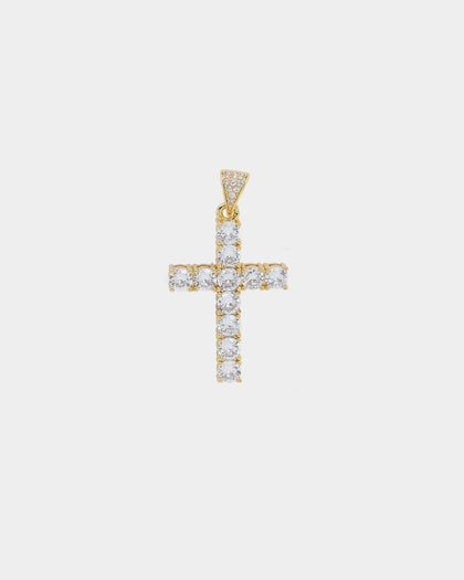 Saint Morta Iced Cross Pendant Gold