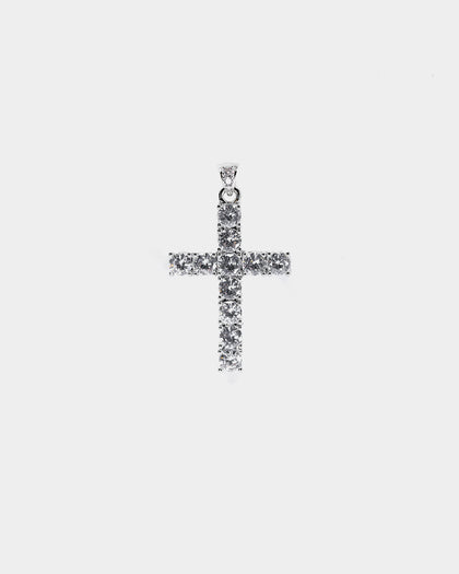 Saint Morta Iced Cross Pendant White Gold
