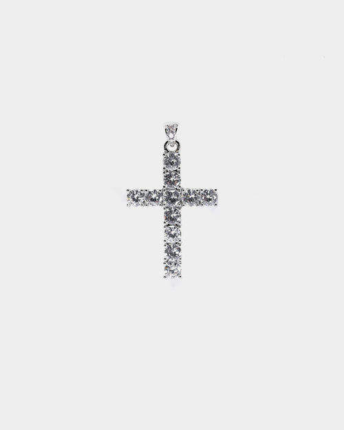 Saint Morta Iced Cross Pendant White Gold