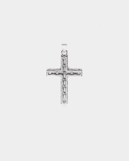 Saint Morta Iced Cross Pendant White Gold