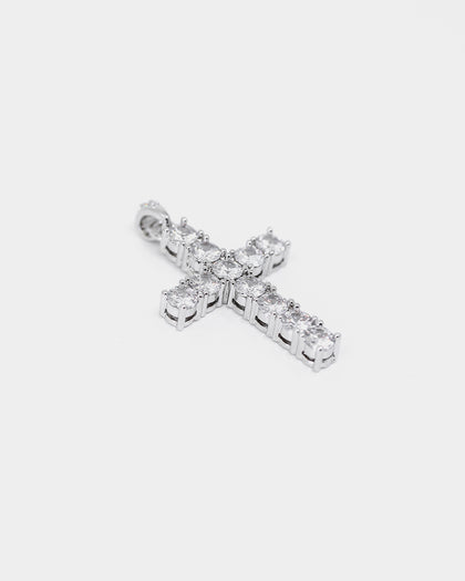 Saint Morta Iced Cross Pendant White Gold